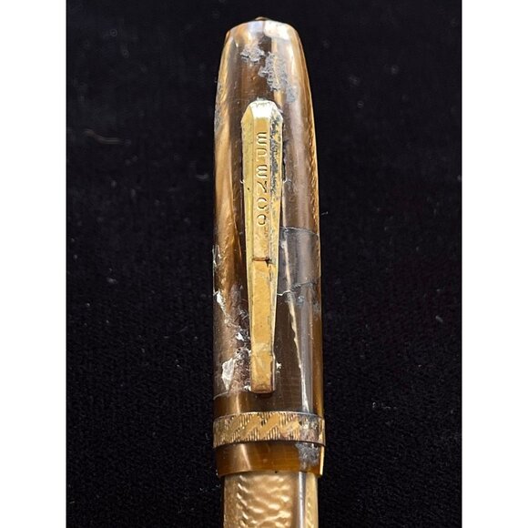 Vintage Epenco NEW YORK Fountain Pen & Pencil Set Striated Gold Brown Made In US - Picture 6 of 6